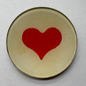 John Darien Company, Inc. Glass Decoupage Wide Red Heart 4" Round Plate